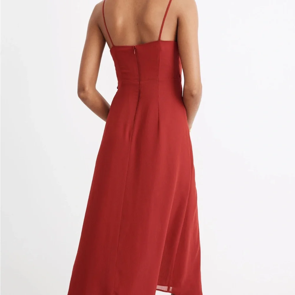 NWT Madewell Red Slip Midi Dress with Slit - Picture 3 of 7